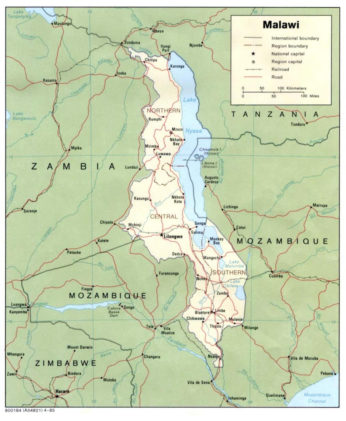 Malawi mapě