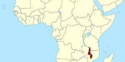 Mapa Malawi umístění na mapě afriky