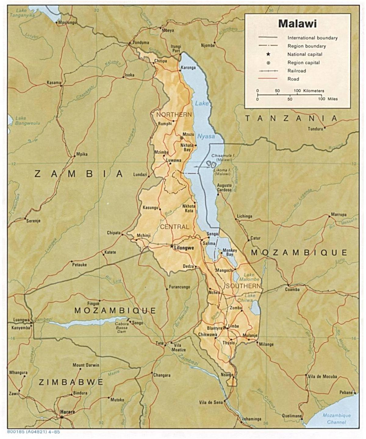 lake Malawi na mapě