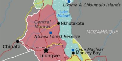 Mapa jezera Malawi, afrika