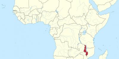Mapa afriky ukazuje Malawi